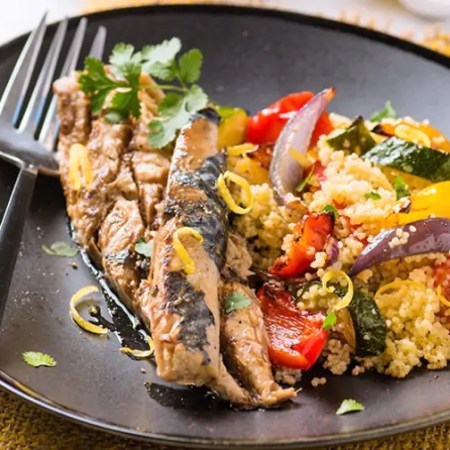 Filets de maquereau grillés aux aubergines et tomates rôties de Xiao Shu